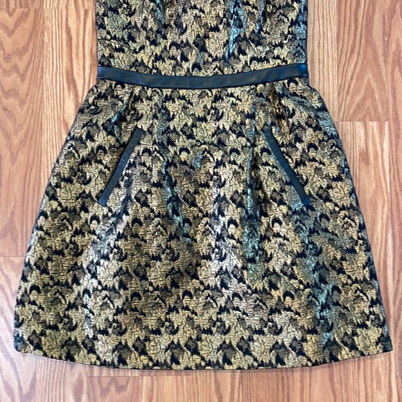 NWT Sezane Robe Simone Noir Dore Black Gold Leather Small Luxury Maximalist - Picture 5 of 16